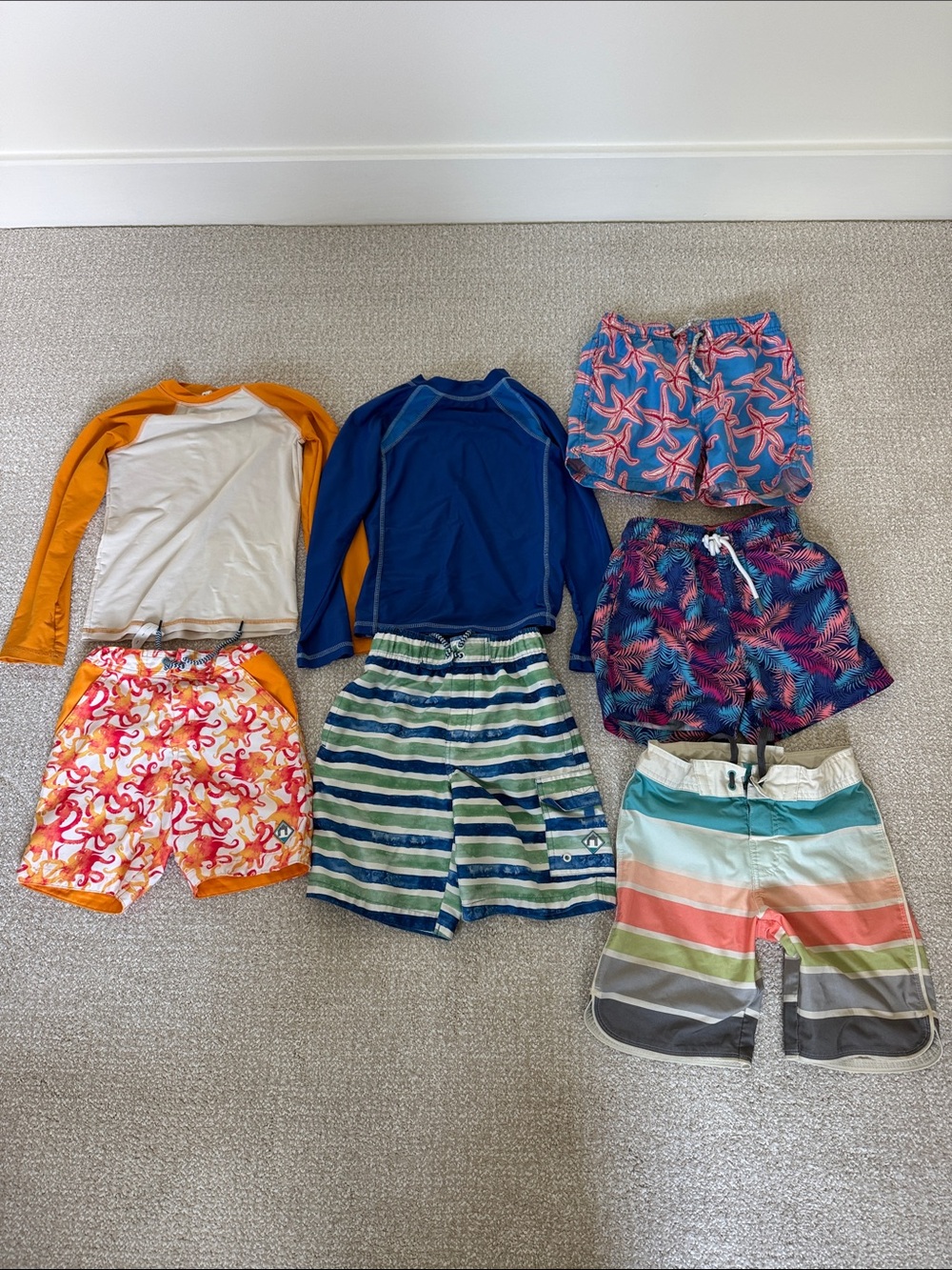 Lot Boys Swim Shorts Trunks Board Shorts Swim Shirt Bundle